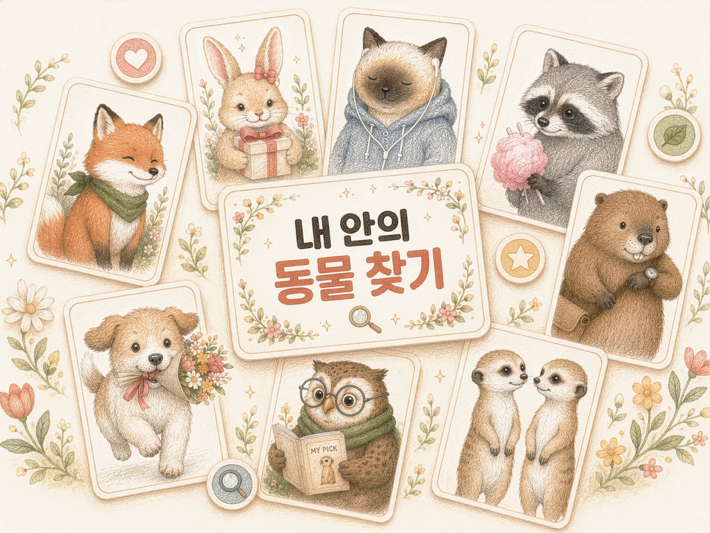 내 안의 동물 찾기 — 색연필로 그린 동물 친구들