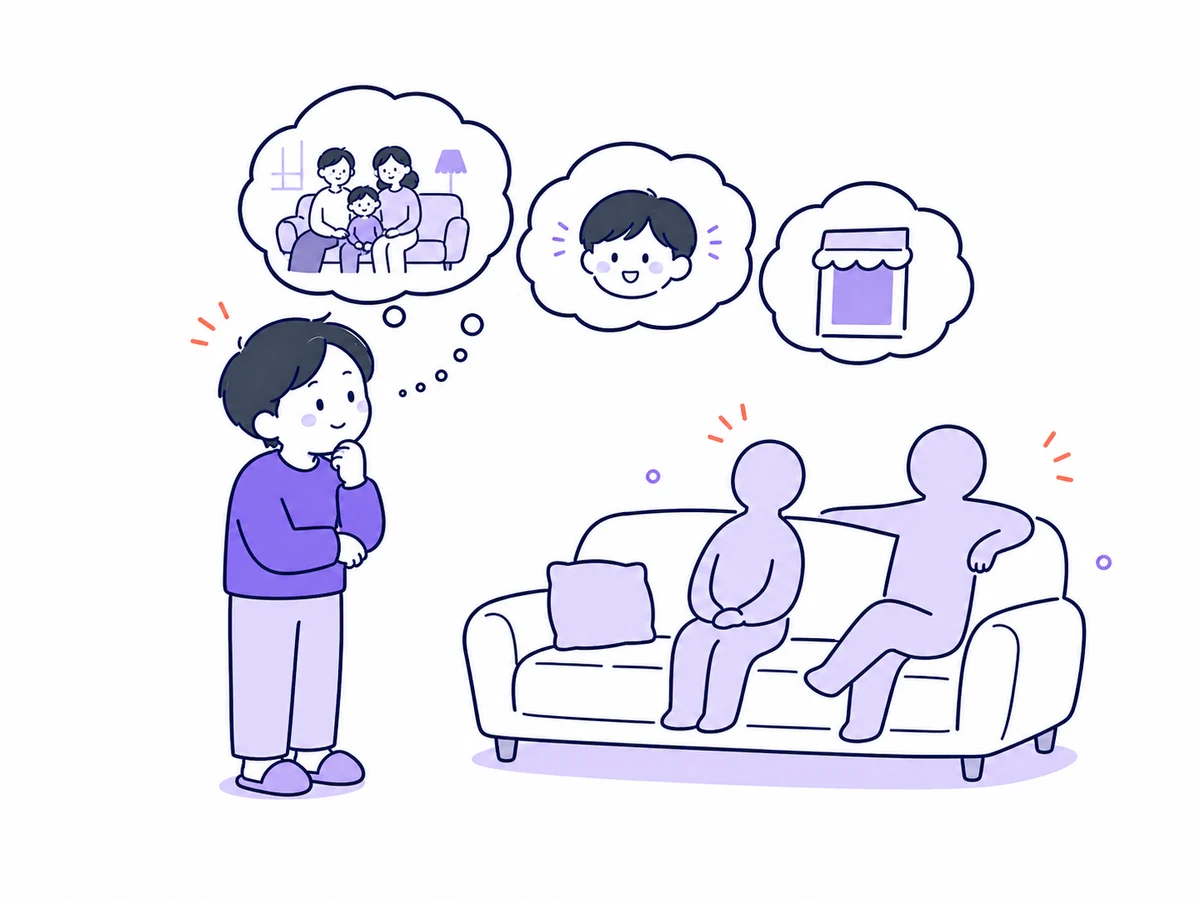 광고와 만화와 가족 기억이 같은 사물의 인상에 겹쳐지는 모습