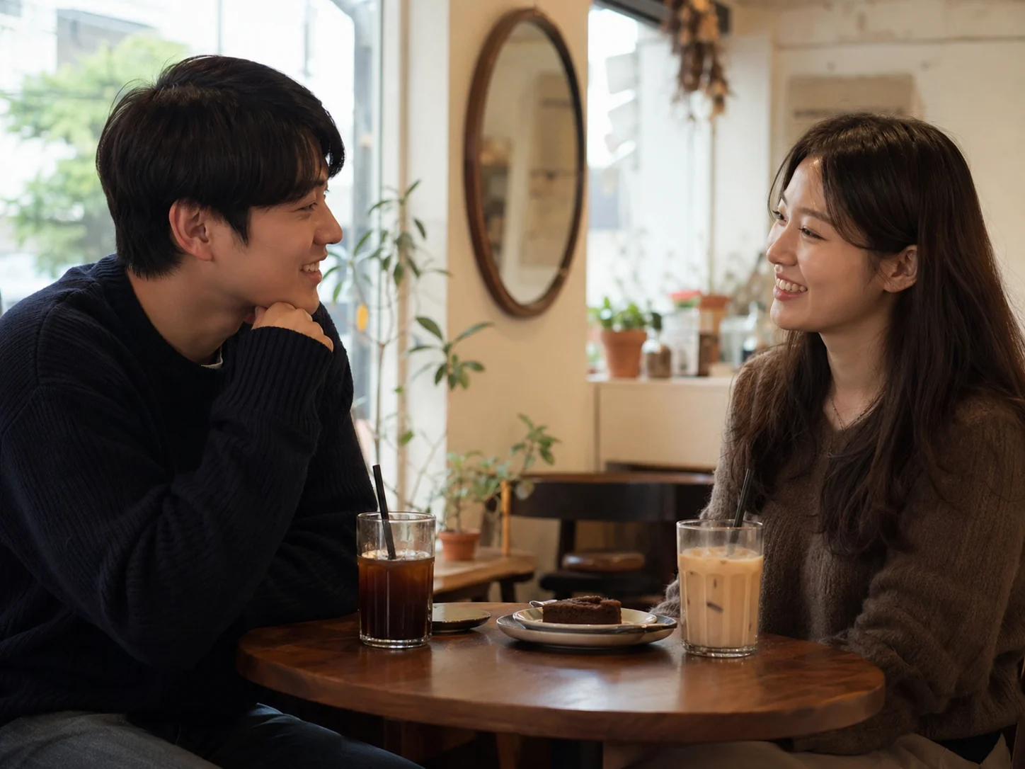 몇 번 만난 뒤 편안하게 대화하는 두 사람
